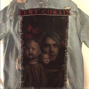 Handmade Kurt Cobain Jacket with patches and embellishments on Zara vintage